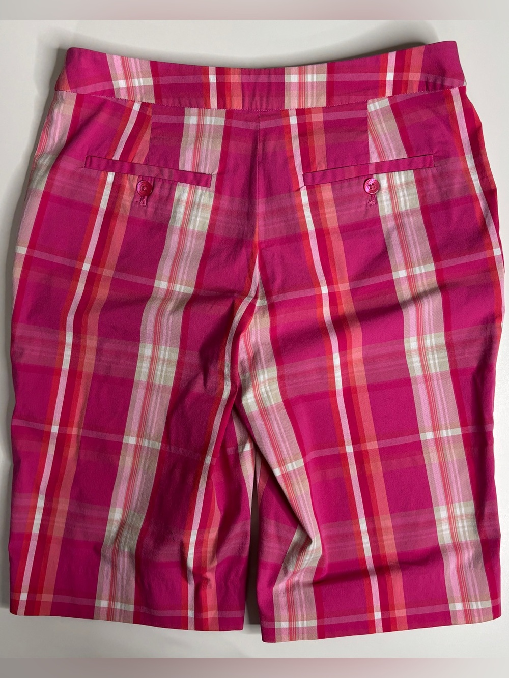 Jones New York Pink Plaid Bermuda Shorts Size 6 Preppy Summer Golf - Picture 5 of 12